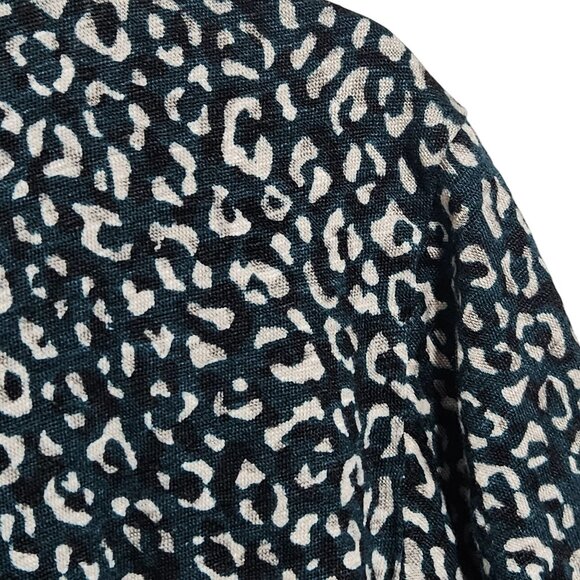 Current Elliott Linen Leopard Print Top Womens Size 0 Hunter Green Short Sleeve - Picture 3 of 5